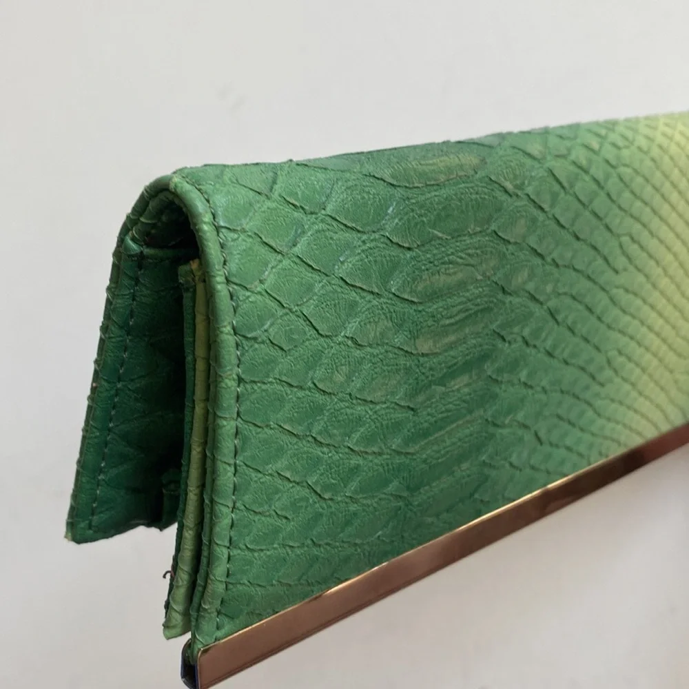 Python‎ asymmetrical green ombré clutch purse